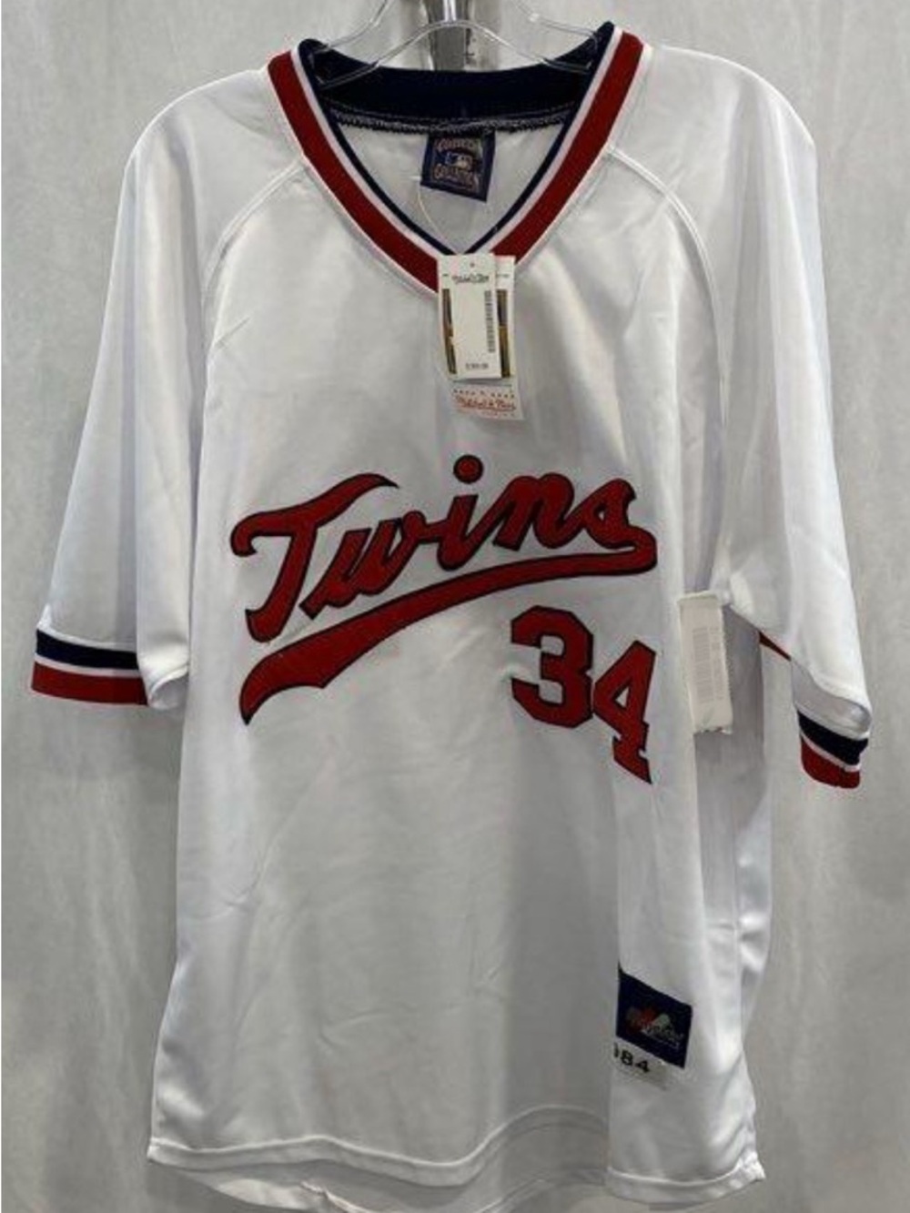 Kirby Puckett Mitchell & Ness Twins #34 Baseball Jersey in White and Red